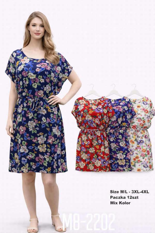 Sukienki damskie Roz M-4XL, Mix Kolor .Paczka 12 szt 1